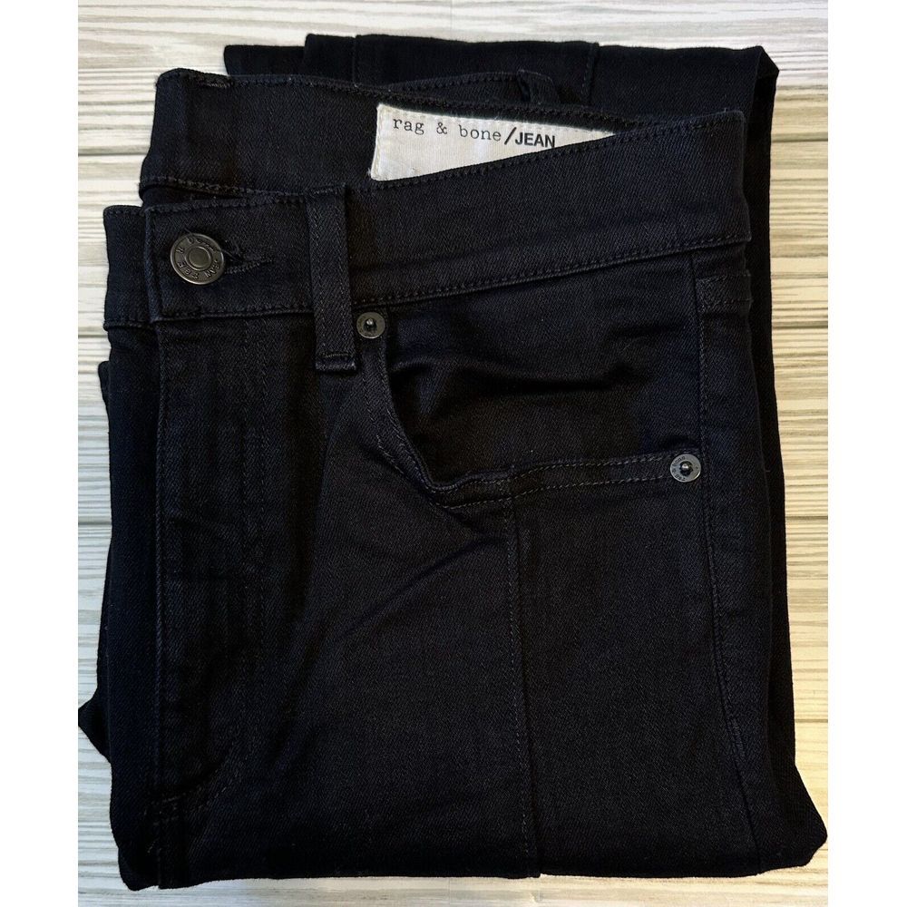 RAG & BONE Women's Size 27 Yuki High Waist Skinny Jeans In Coal Bar Split Hem